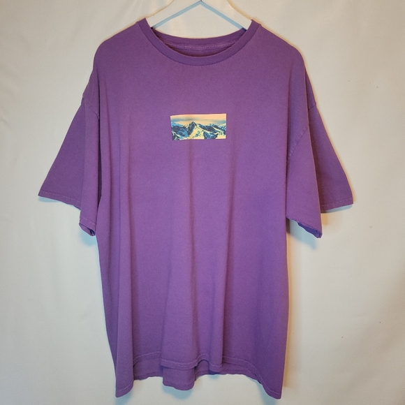Urban Outfitters V1 Landscape Purple Relaxed Fit Men's Mountains Graphic Tee - Picture 2 of 9